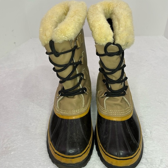 SOREL Men’s Caribou Fleece-trimmed Nubuck and Rubber Snow Boots 11 - Picture 1 of 15